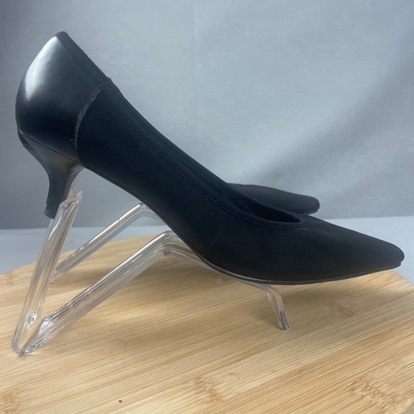 Ellen Tracy Women Black Pointed Toe Kitten Heel Pumps Shoes - Picture 5 of 11